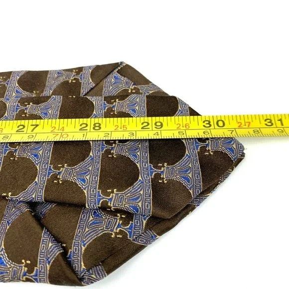 Brodeur Carvell La Vita Di Moda Tie Brown Blue 100% Silk Made in Italy Necktie - Picture 10 of 10